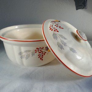 Vintage Crown Covered Casserole Ovenware Pot and Lid Floral Pattern